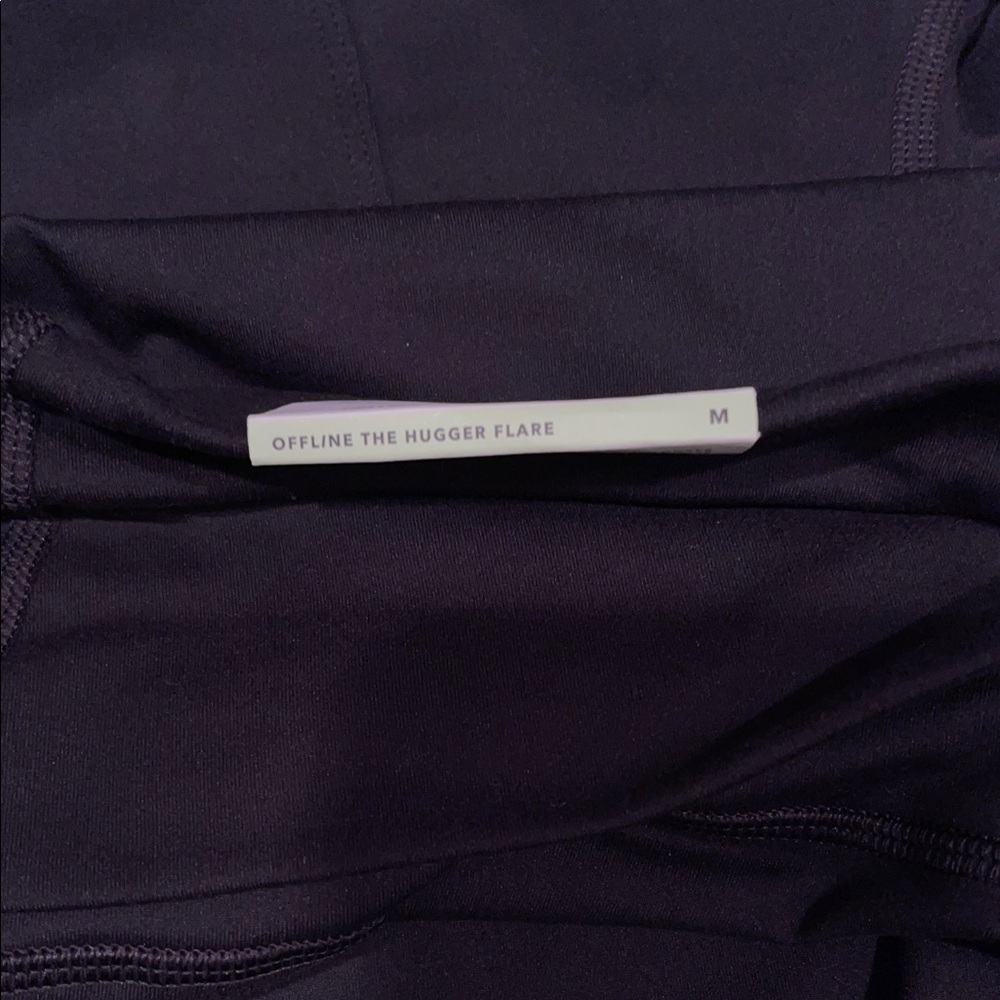Aerie Black Hugger Super Flare Fold Over Leggings